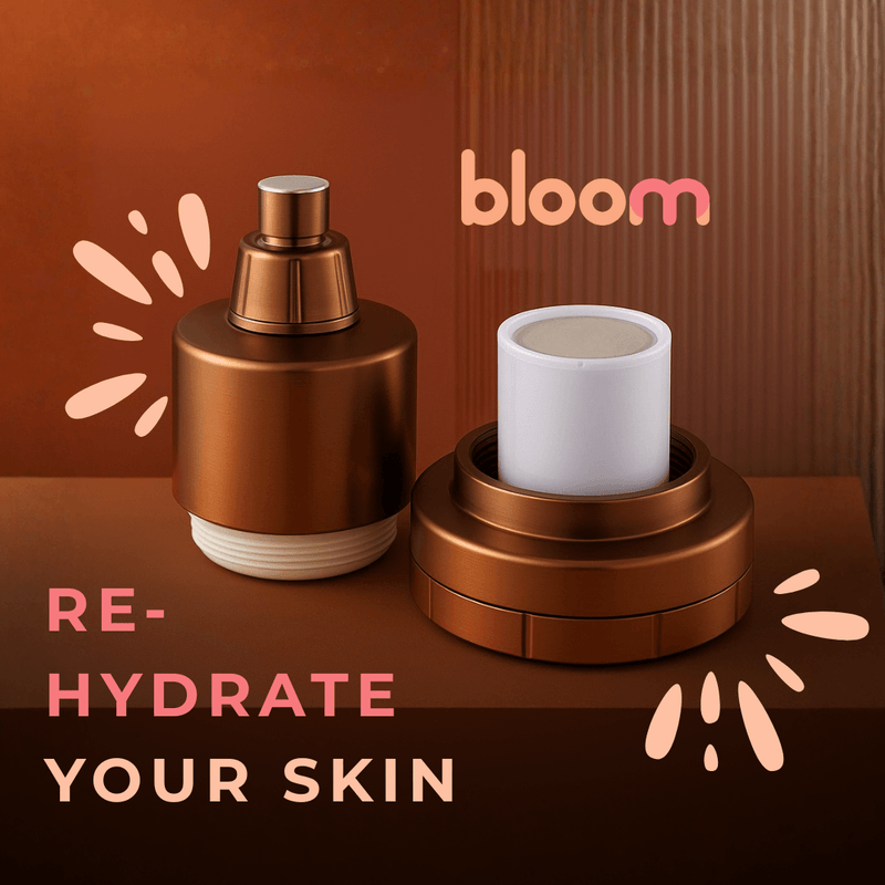 Bloom Filtered Showerhead for healthy skin, removes chlorine and impurities for better hydration.