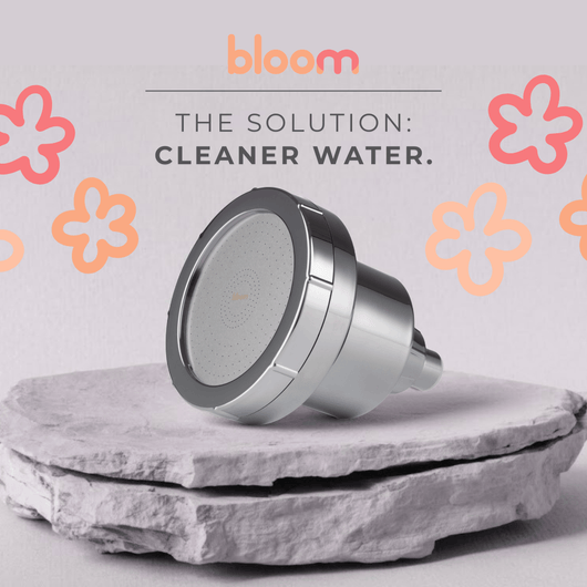 Bloom Filtered Showerhead designed to remove chlorine and impurities for cleaner water.